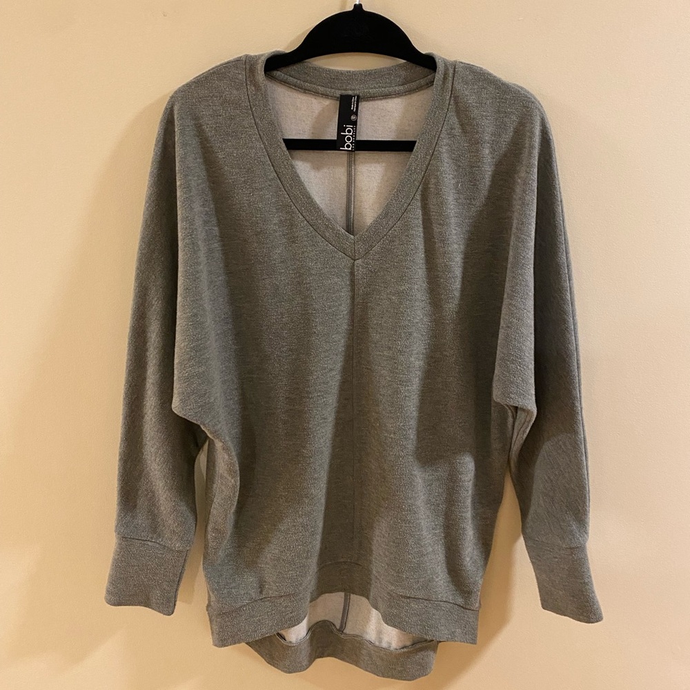Bobi Los Angeles Grey V-Neck Sweatshirt Tunic – XS